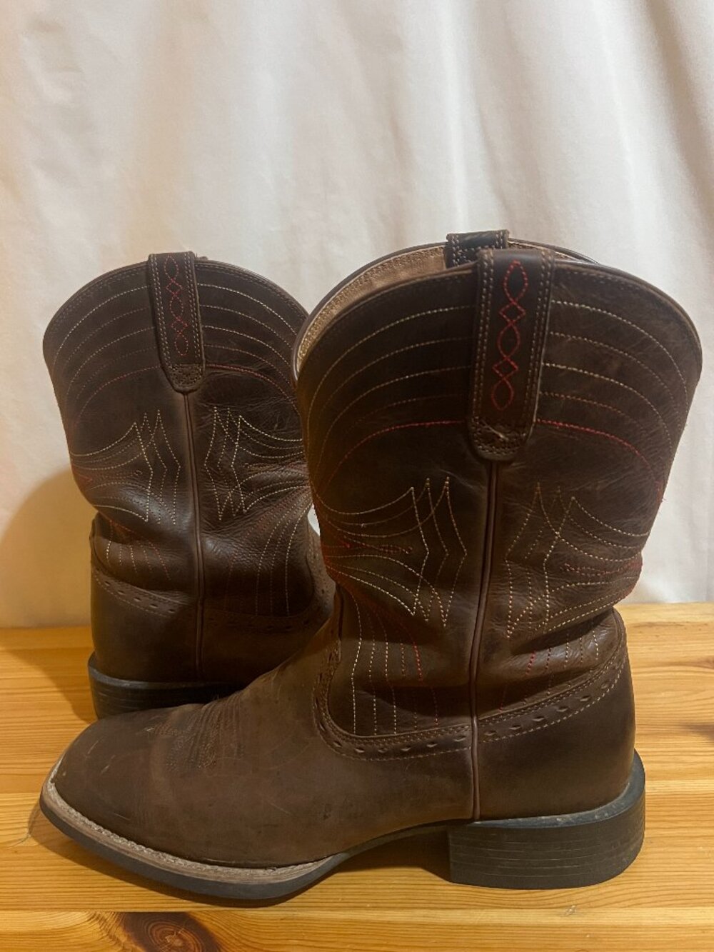 Ariat Men's Sport Wide Square Toe Western Boots Brown Size 10 D 10010963 Used Go